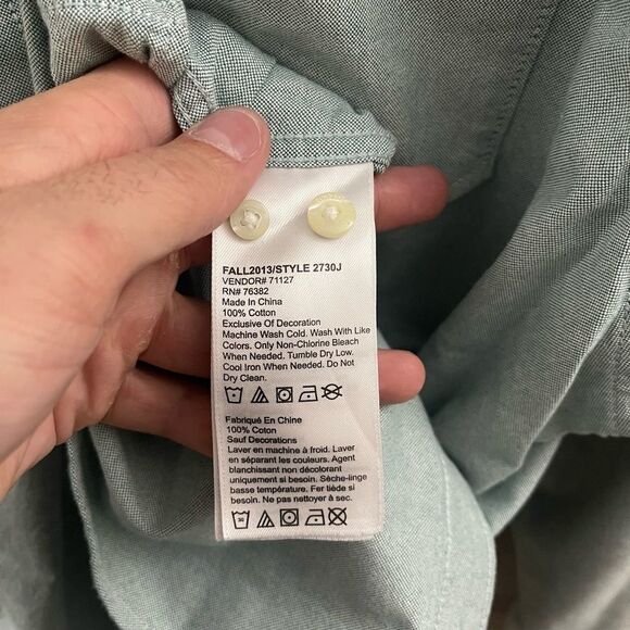 Timberland Mens Green Turquoise Long Sleeve Shirt Size Large - Picture 6 of 6